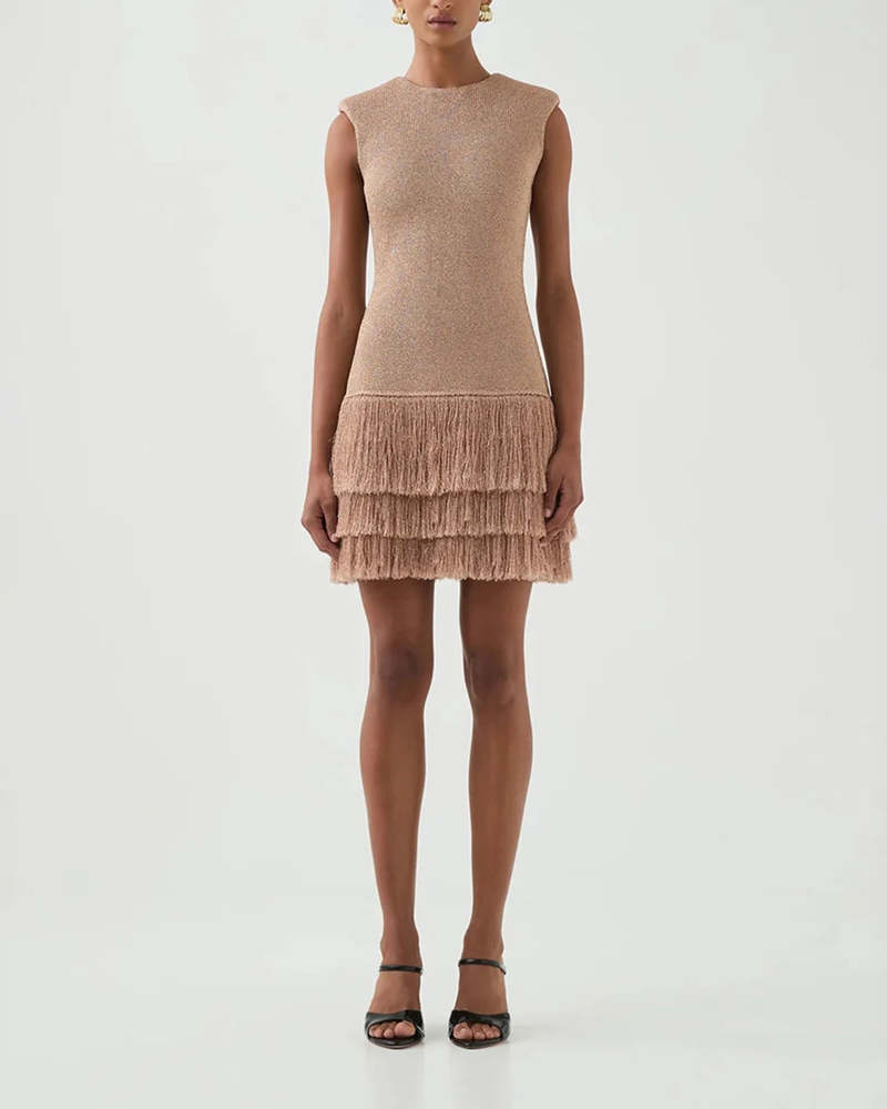 Aje Breeze Knit Mini Dress - Rose Gold Aje Breeze Knit Mini Dress - Rose Gold