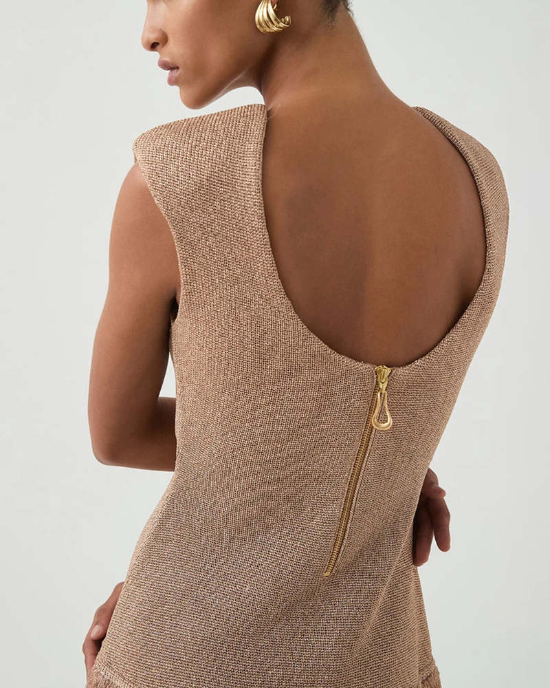 Aje Breeze Knit Mini Dress - Rose Gold Aje Breeze Knit Mini Dress - Rose Gold