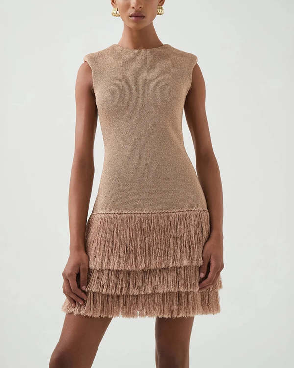 Aje Breeze Knit Mini Dress - Rose Gold Aje Breeze Knit Mini Dress - Rose Gold