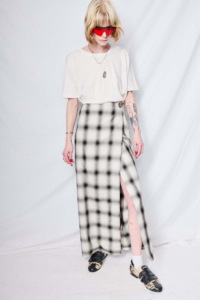★2025SS新作★ITZAVIBE★CHECK LAYERED WRAP LONG SKIRT Eliza Layered Wrap Skirt | Gardenbelle Shop