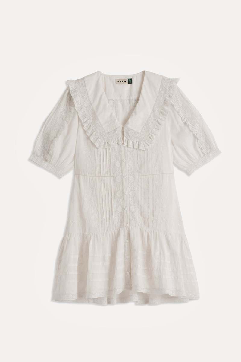 RIXO LONDON Dove Dress Pansy Embroidery Dress | Garmentory