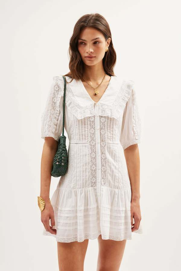 sachin and babi light blue dress Novara Dress in Cream Anemone Embroidery by RIXO – TheCleverDresser main image 0