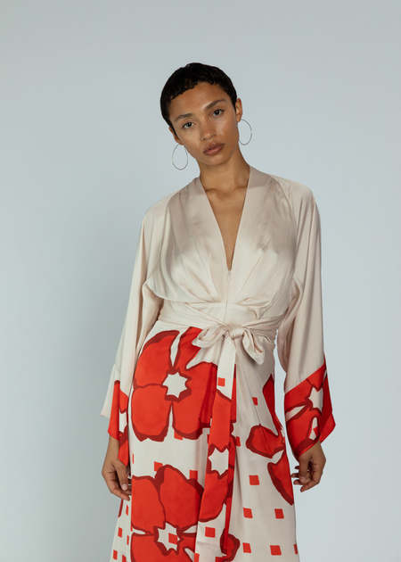 smythe one shoulder dress Smythe Single Shoulder Dress in Poppy Print