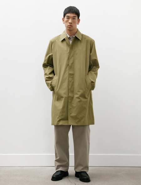 Auralee Brushed Alpaca Wool Melton Hooded Coat - Dark Olive