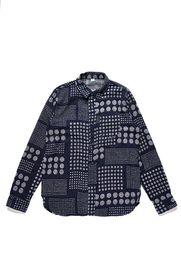 Pure Blue Japan Woven Jacquard Regular Collar Shirt [2233-1]