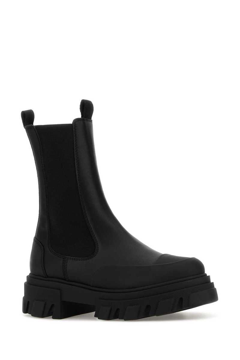 【GANNI】サイドゴア Ankle boots Black Faux leather ankle boots in black - Ganni | Mytheresa
