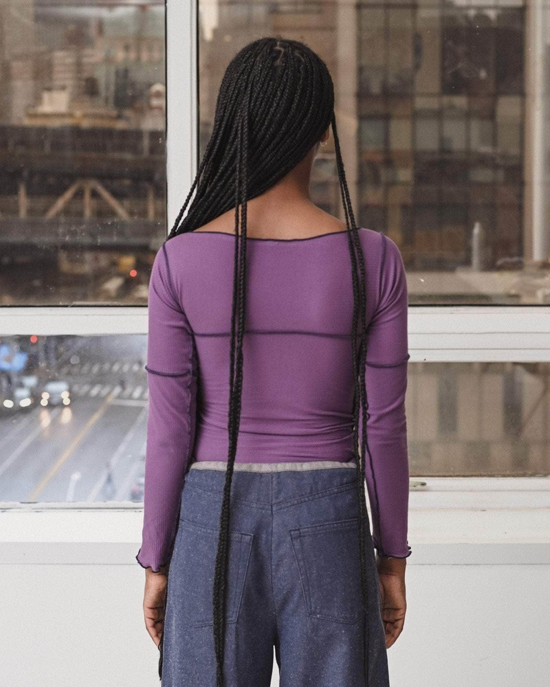 BASERANGE　VIEN LONG SLEEVE Vein Long Sleeve Tee in Bow Blue | Baserange | Covet + Lou