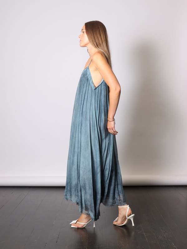 blue lace silk dress Lilly Sweetheart Satin Maxi Dress - Frosted Blue