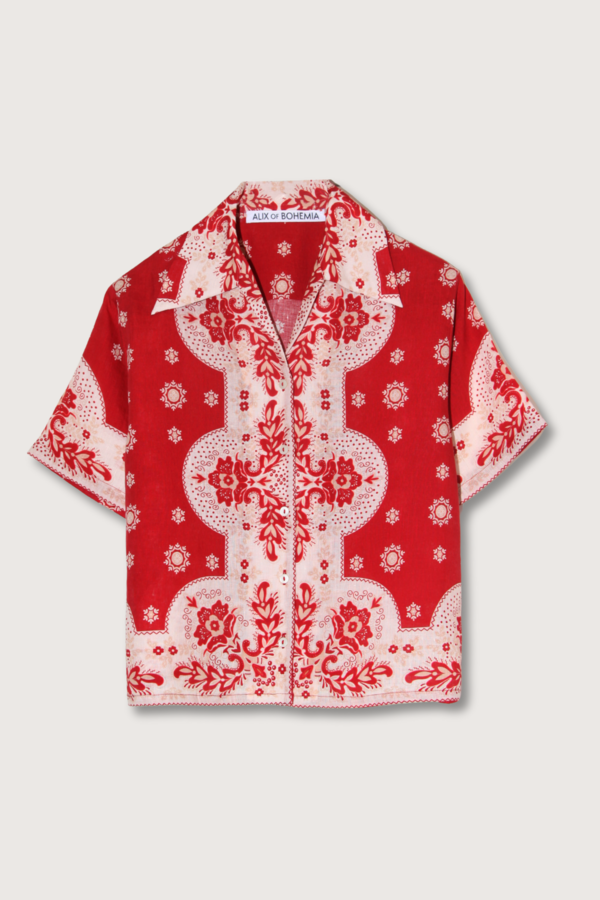 Alix Of Bohemia Stevie Lava Bandana Camp Shirt - Red
