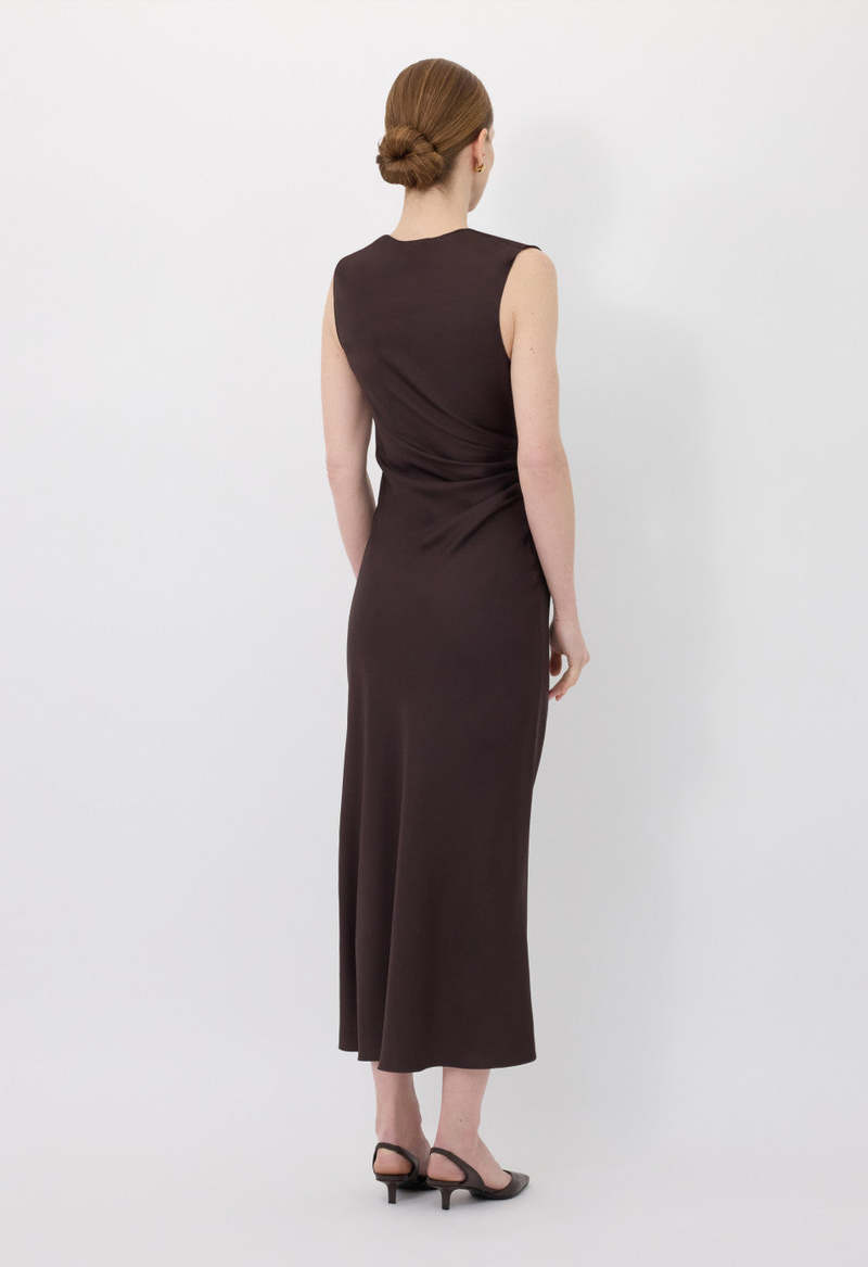 ワンピース Loulou Studio DRESS (ROAN BROWN) Loulou Studio Roan Draped Silk-Twill Maxi Dress | Liberty