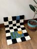 INSPECIAL HOME Soft Contemporary Floral Checker Bath Rug, Absorbent, Anti-Slippery Mat - Thumbnail 1