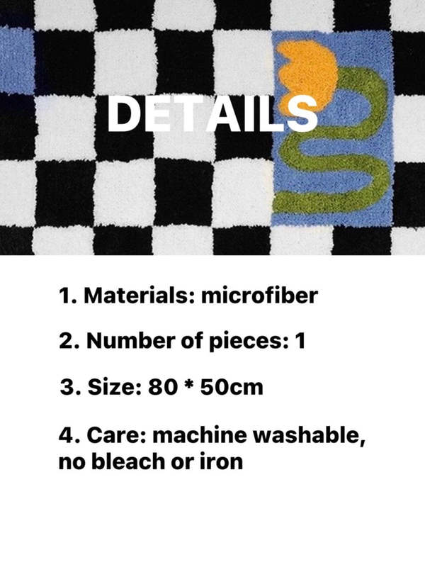 INSPECIAL HOME Soft Contemporary Floral Checker Bath Rug, Absorbent, Anti-Slippery Mat INSPECIAL HOME Soft Contemporary Floral Checker Bath Rug, Absorbent, Anti-Slippery Mat