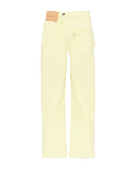 デニム・ジーパン J. W. Anderson Workwear' Cotton Pants With Yellow Twisted Twisted low-rise wide-leg jeans in yellow - JW Anderson