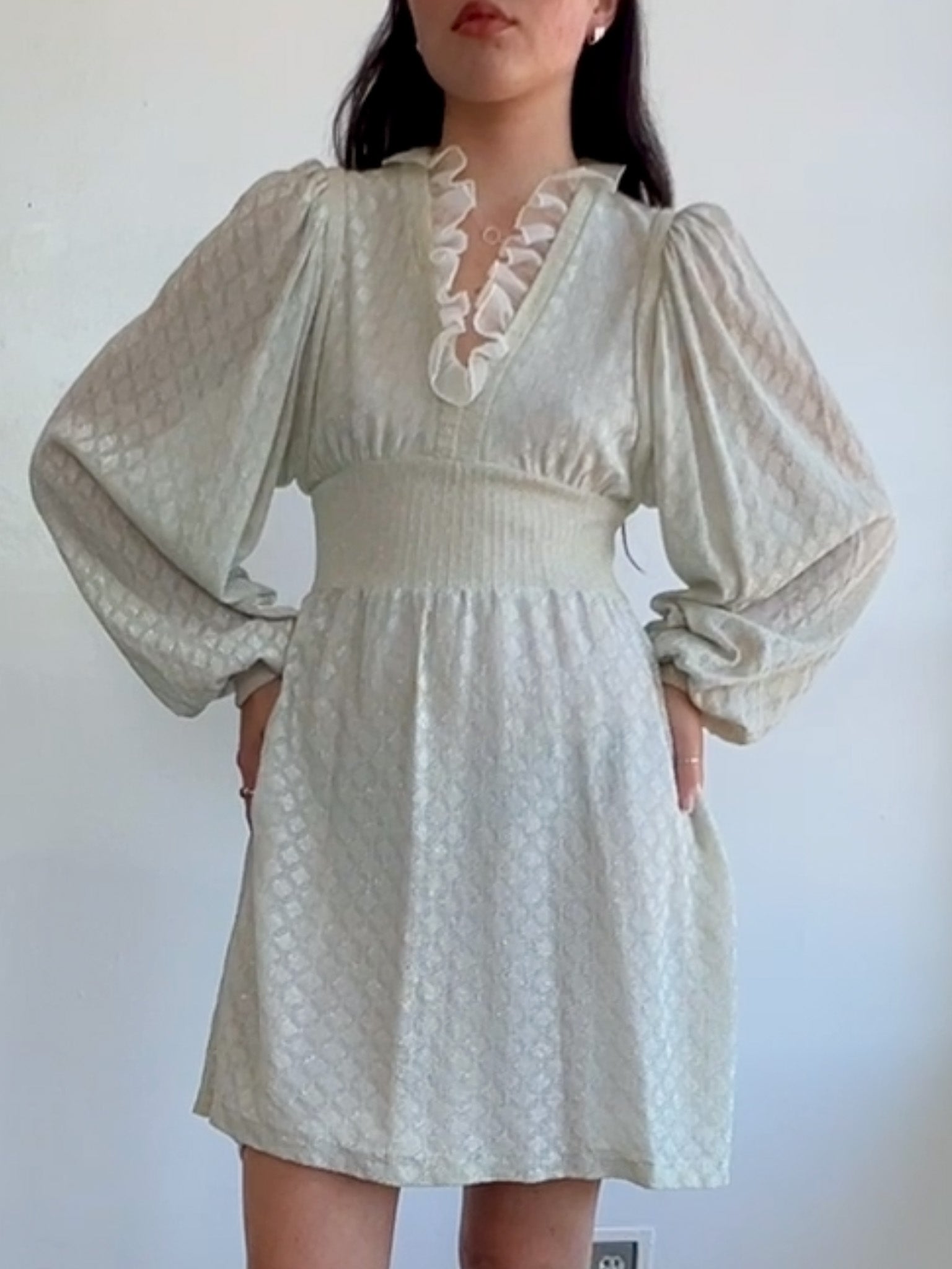 Vintage Lurex Sixties Cocktail Dress Silver