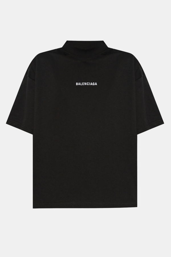 Balenciaga Back Cropped T-Shirt - Black/White | Garmentory