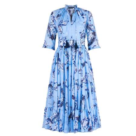 Samantha Sung Audrey Dress #4 - White/Cobalt Blue | Garmentory