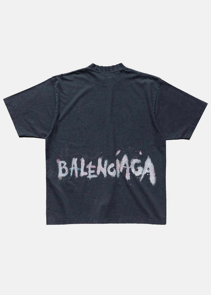 Balenciaga Nail Polish Medium Fit T-Shirt - Faded Washed Balenciaga Nail Polish Medium Fit T-Shirt - Faded Washed