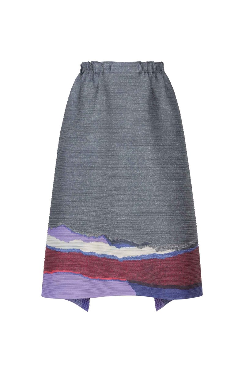 Pleats Please by Issey Miyake Grainy Colors Skirt - Dark Blue/Grey