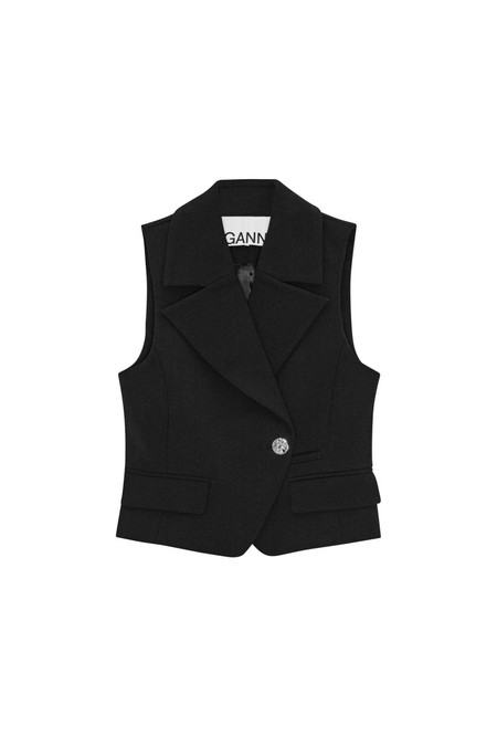 GANNI Oversized Shiny Puff Vest in Black | endource