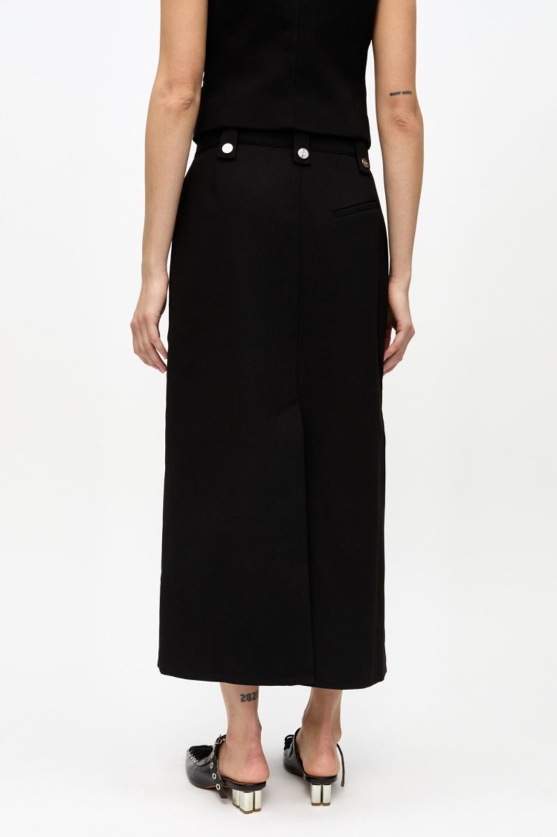 スカート Ganni Bonded Crepe Skirt With Butterfly Hardware Ganni Bonded Crepe Skirt With Butterfly Hardware - Black