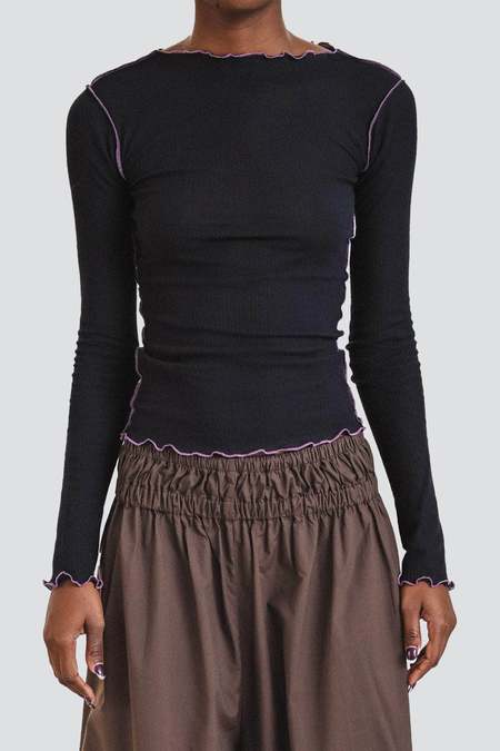 Vein Long Sleeve Tee in Assortment | Fine organic cotton rib