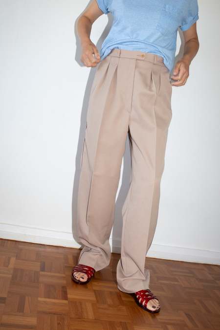 パンツ vintage eskandar linen easy pants Vintage Eskandar Neutral Linen Easy Pants Banshee