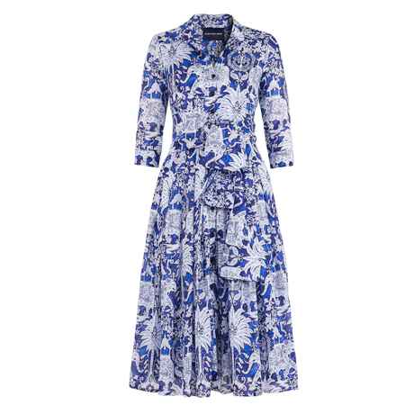 ワンピース SAMANTHA SUNG SS25 Dresses (ASTER ABELIA WHITE BLUE) Abelia Dress Aqua Sleeveless Midi Dress - Samantha Sung