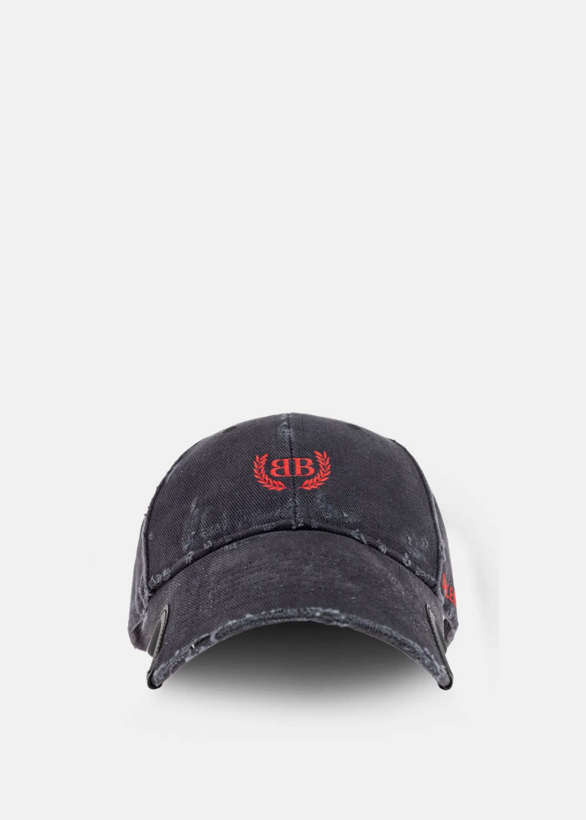 【BALENCIAGA】Laurel Classic Ball Cap Faded Black Red Balenciaga Faded Black Laurel Classic Cap - Faded Wash Black