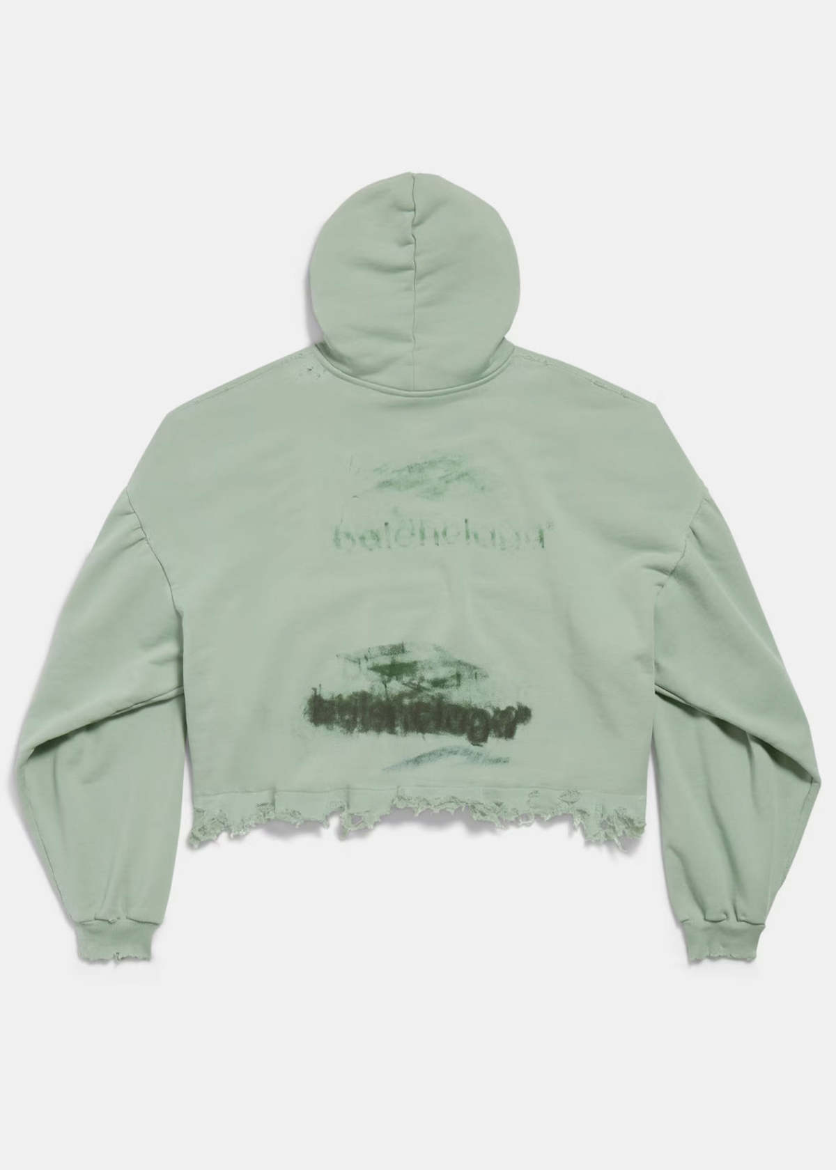 Balenciaga DIY Imprint Cropped Hoodie - Sage Green | Garmentory