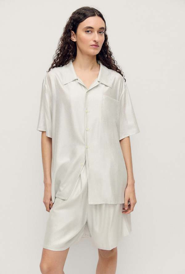 Silk Laundry Boxer Short - Silver Foil