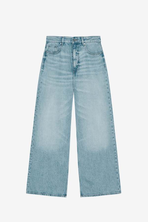 Ganni Soft Rigid Denim Baggy Jeans - Light Blue Stone