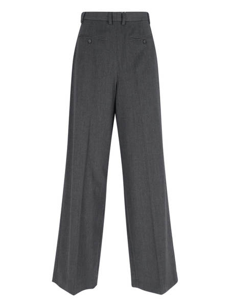 MM6 Maison Margiela Wrap Wool Trousers - Grey | Garmentory