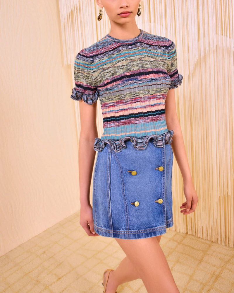 Ulla Johnson Miya Short Sleeve Knit Top - Azurite Ulla Johnson Miya Short Sleeve Knit Top - Azurite