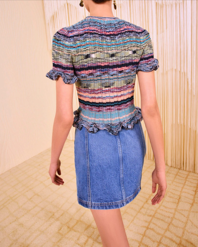 Ulla Johnson Miya Short Sleeve Knit Top - Azurite Ulla Johnson Miya Short Sleeve Knit Top - Azurite