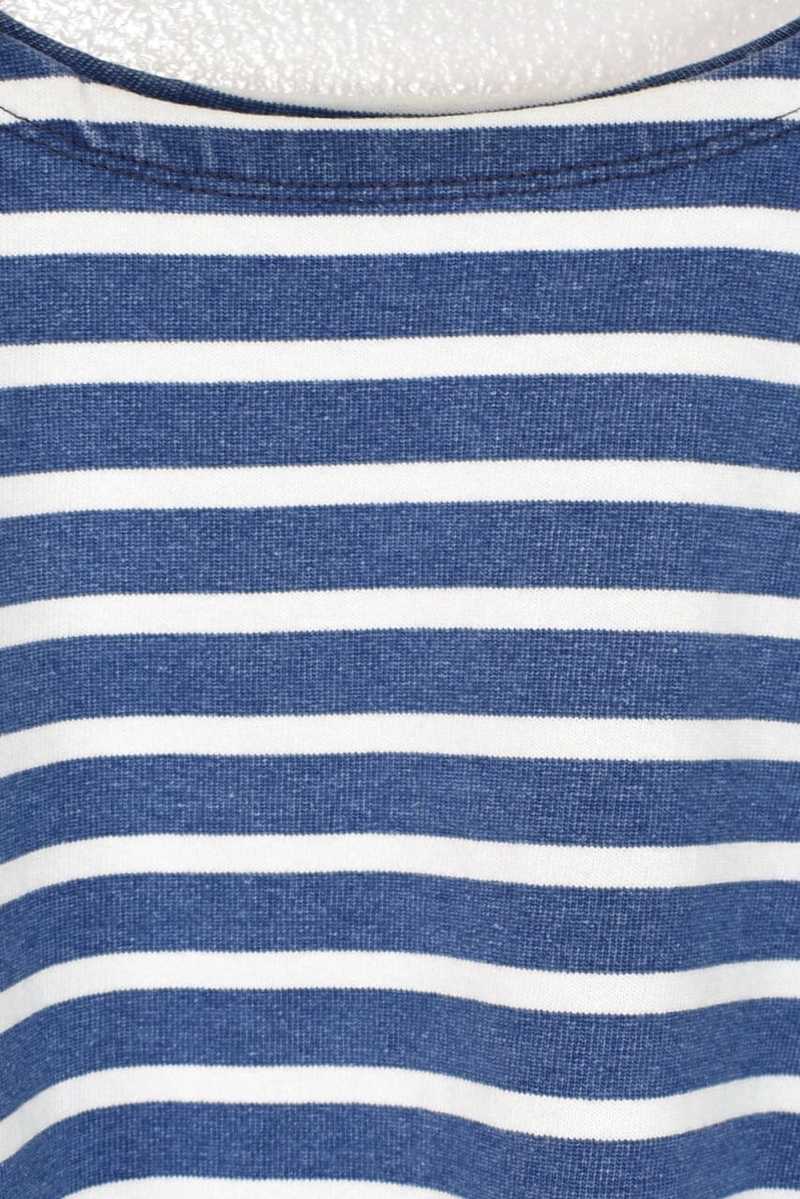 ICHI ANTIQUITES Indigo Short Sleeve Pullover - Blue x White ICHI ANTIQUITES Indigo Short Sleeve Pullover - Blue x White