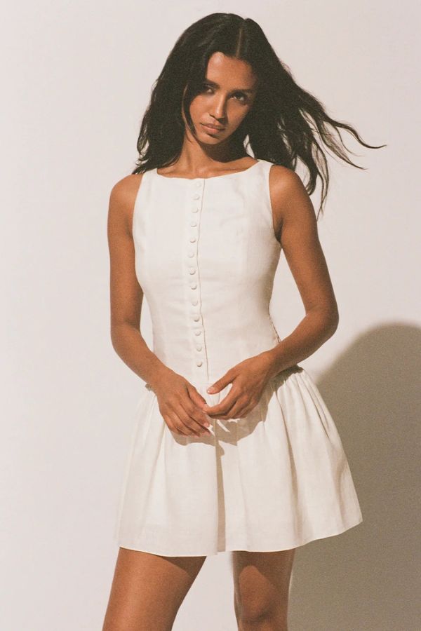 knee length dresses for ladies Kelly Mini Dress White