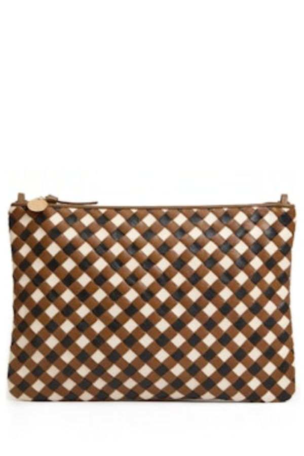 Clare V. Flat Clutch w/ Tabs - Medium Woven Diagonal Clutch
