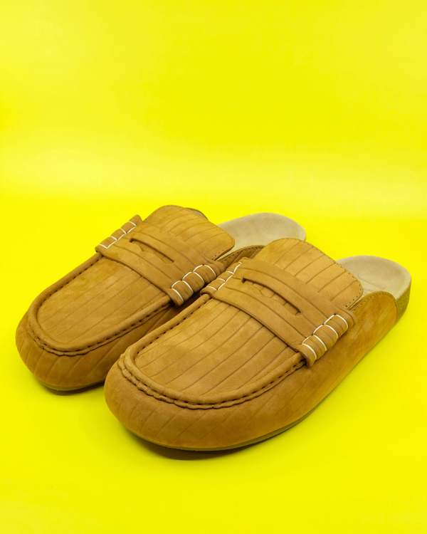 JW ANDERSON Caramel Calf Suede Stitch Loafers