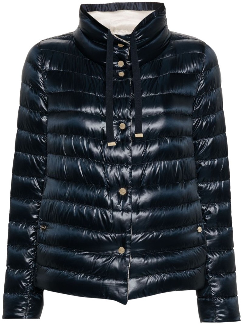 ブルゾン Herno Navy Blue Shiny Effect Down Jacket Herno Shiny Effect Down Jacket - Navy Blue | Garmentory