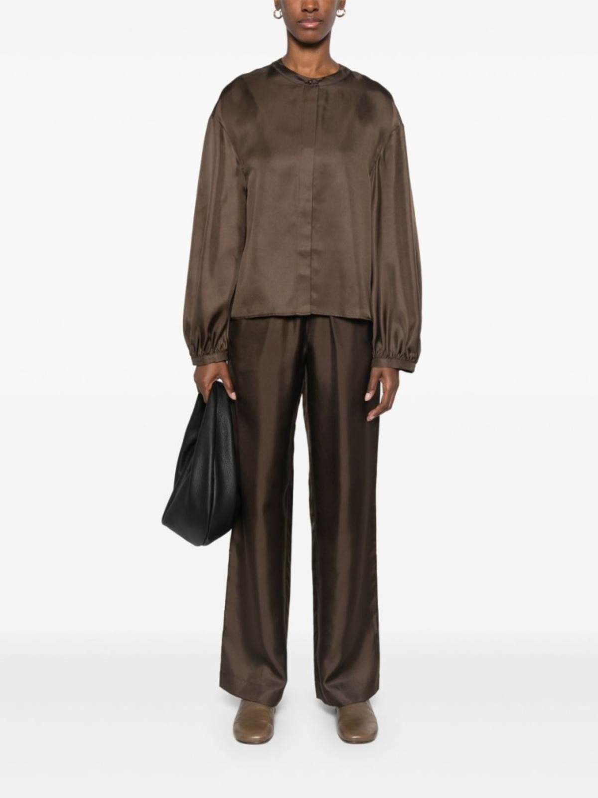 パンツ Loulou Studio Taupe Brown Alera Straight-Leg Trousers LouLou Studio Alera Straight-Leg Trousers - Taupe Brown