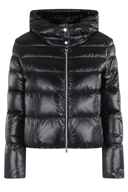 Herno Women's Short Hooded Puffer Jacket Coat Down - Gray