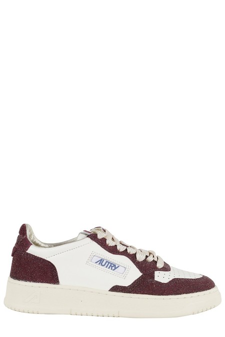 Autry Glittered Sand And White Medalist Low Sneakers