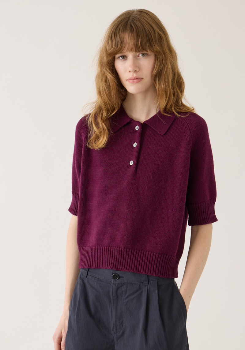 DEMYLEE Bailey Cotton Cashmere Polo Top DEMYLEE Bailey Cotton Cashmere Polo Top