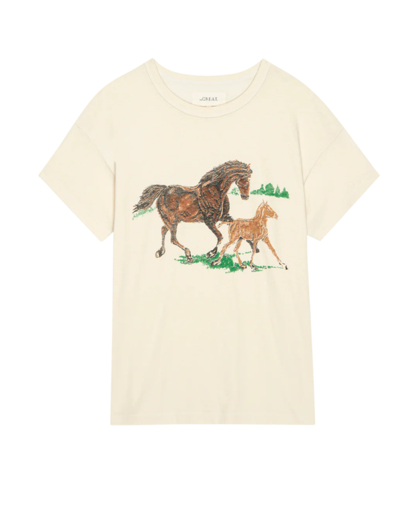 The Great. Boxy Crew with Running Horses Tee | Garmentory