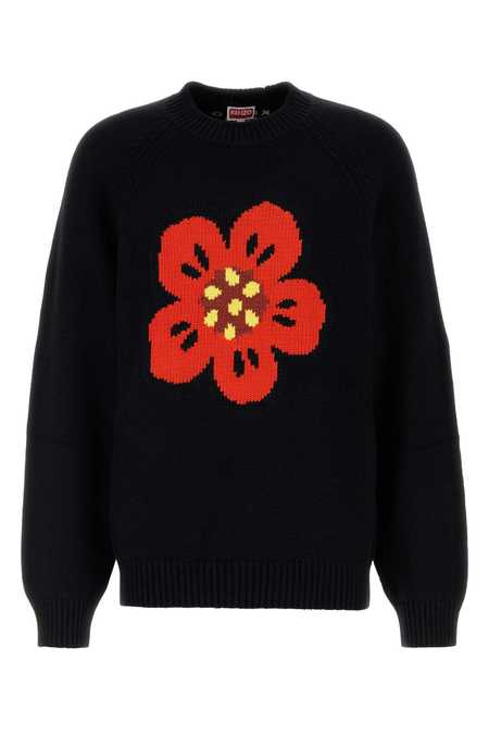 Kenzo Boke Flower Embroidered Crew Neck Jumper - J Black