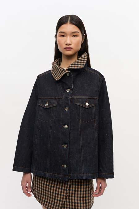 ジャケット Ganni Jacket Black Black Bonded Crepe Curve Sleeve Jacket | GANNI US