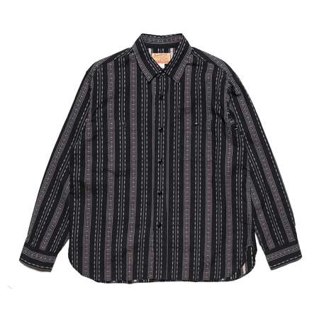 SUGAR CANE SOLID TWILL L/S WORK SHIRT 黒 Sugar Cane Work Shirt Black Chambray - Made in Japan