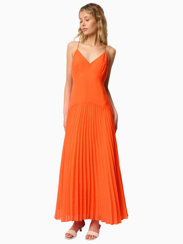 strapless open back dress Orange Chiffon Mismatched Side Slit Long Bridesmaid Dresses, CB0047 US14 / Custom Color(Leaving A note) / C main image 1