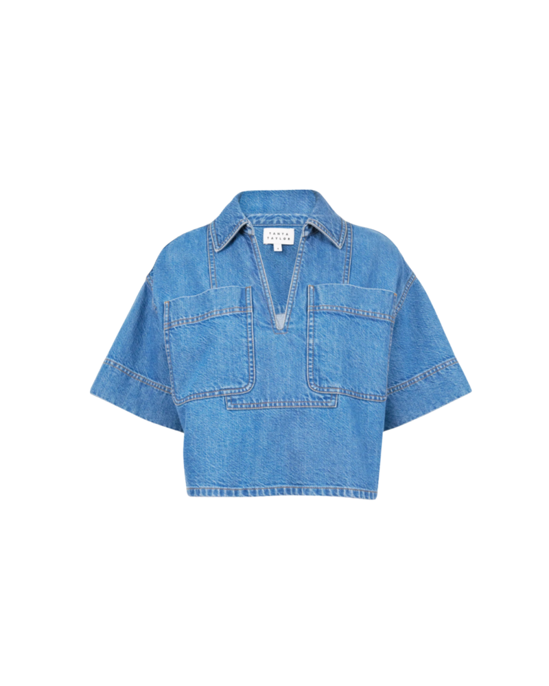 Tanya Taylor Jade Top - Medium Indigo Blue Tanya Taylor Jade Top - Medium Indigo Blue