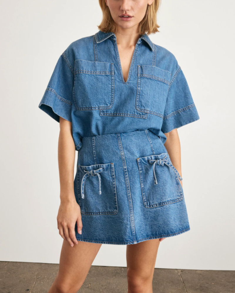 Tanya Taylor Jade Top - Medium Indigo Blue Tanya Taylor Jade Top - Medium Indigo Blue